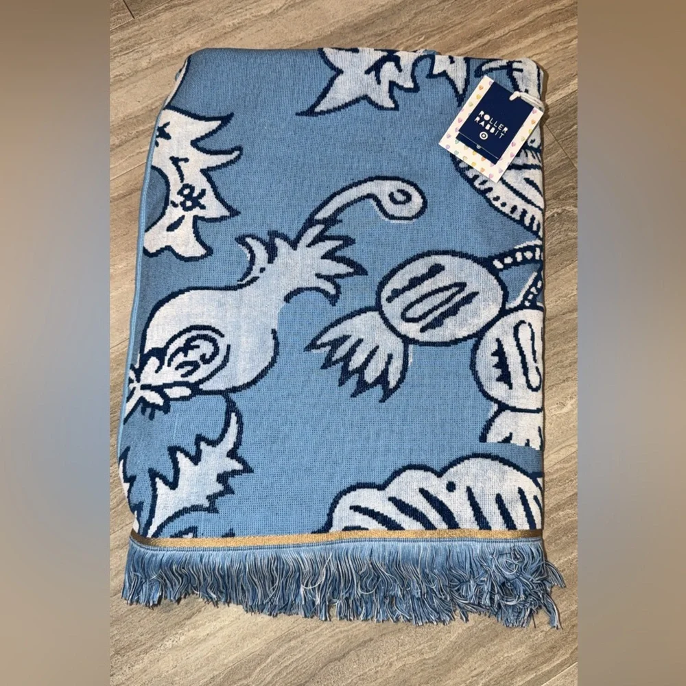 Floral Vines Oversized Beach Towel Blue - Roller Rabbit X Target NWT